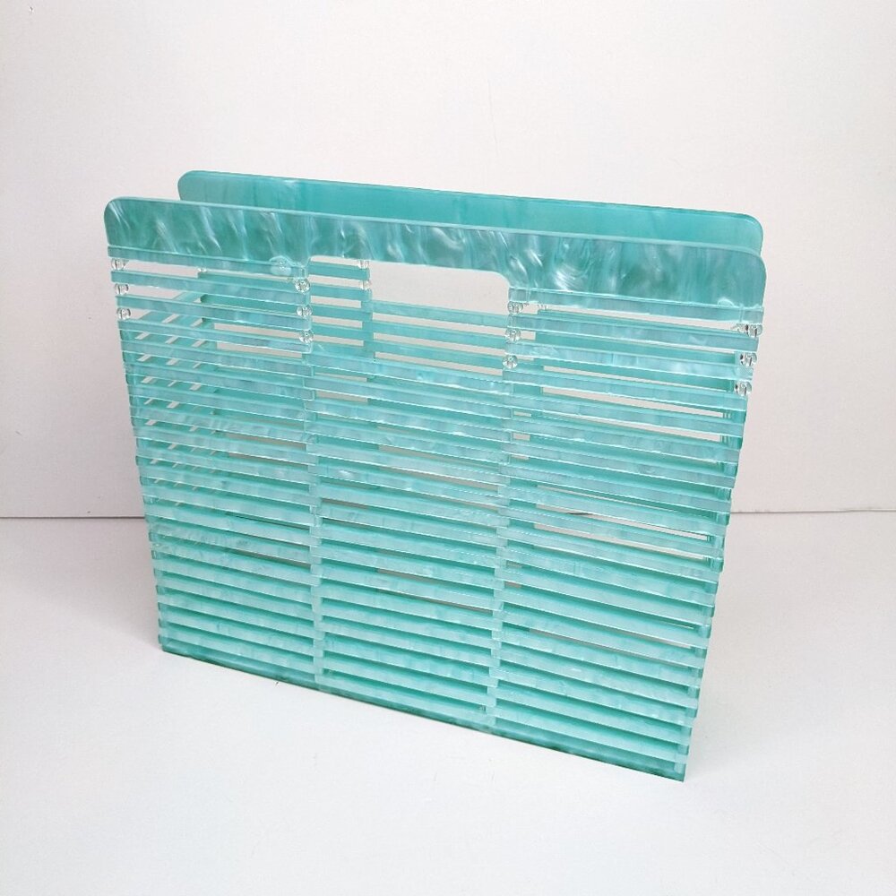 Turquoise Marbled Womens Acrylic Clutch Summer Handbag